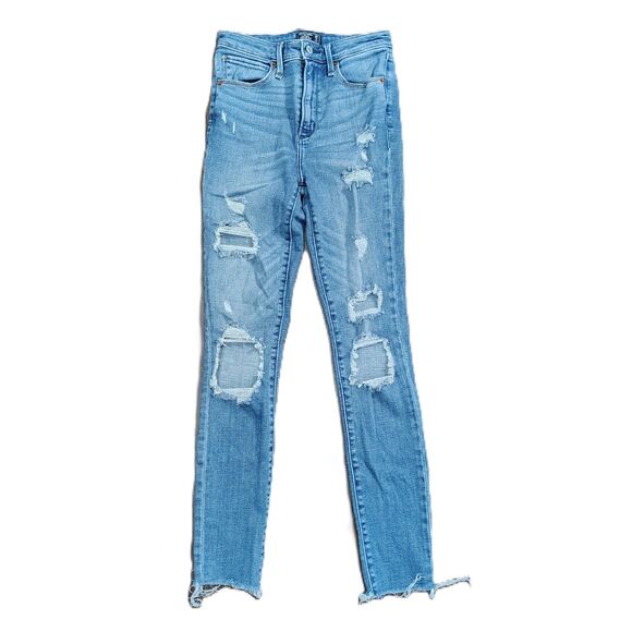 Abercrombie & Fitch Simone High Rise 2 / 26 Girls Jrs Skinny Distressed Jeans - Picture 1 of 4